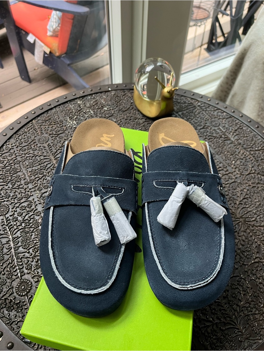SAM EDELMAN ASTRID MULES IN ATLANTIC BLUE SUEDE 8.5 - Picture 7 of 11
